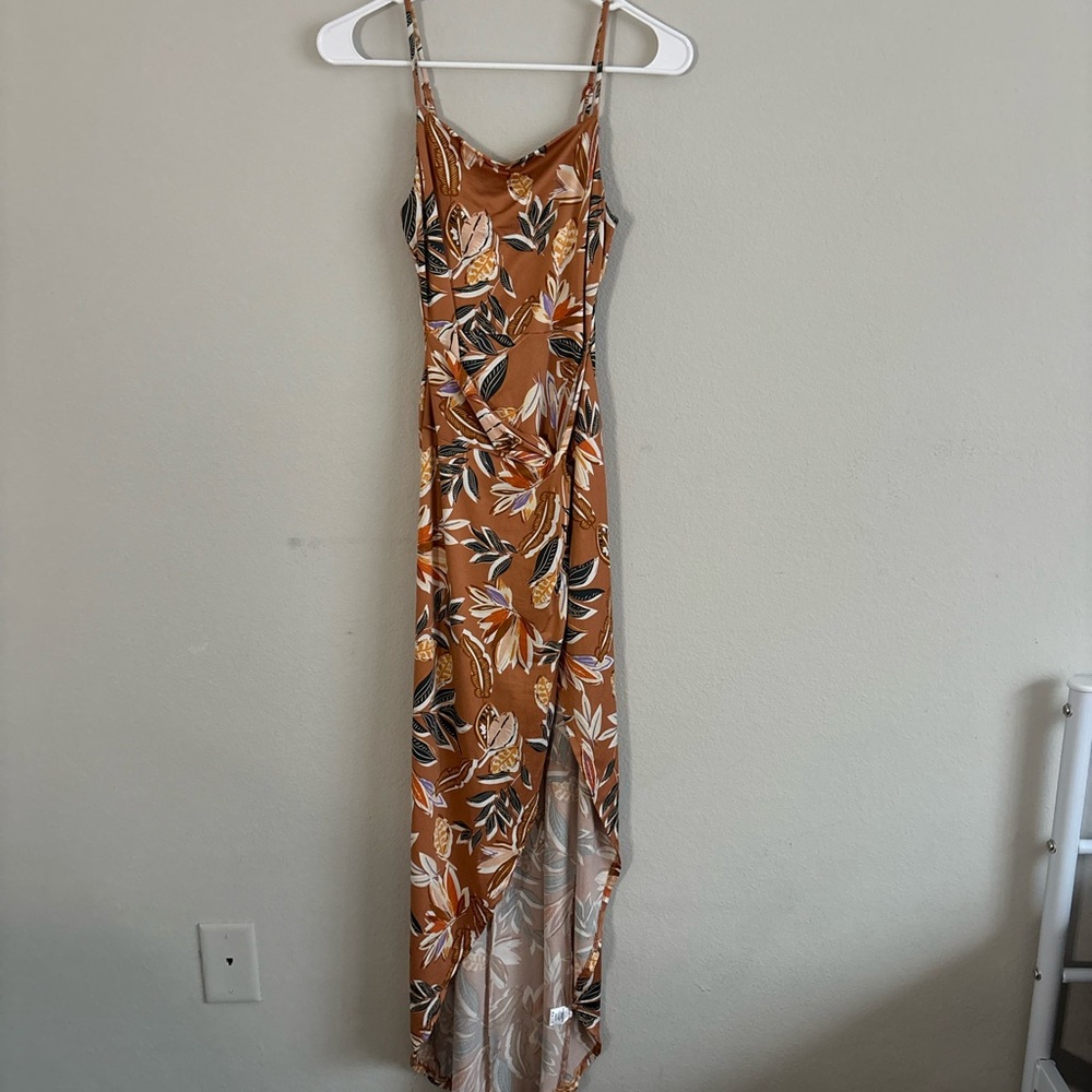 Haute Monde Orange and White High Low Sundress